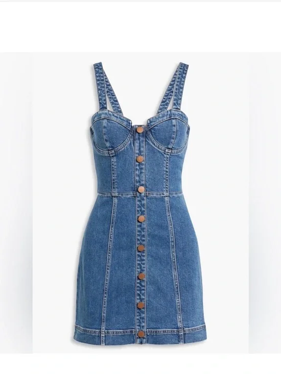 Alice + Olivia Blue Denim Jeans with Black Lining - Picture 2 of 5